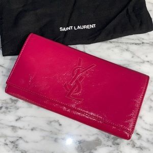 AUTH YSL YVES SAINT LAURENT Magenta wallet/clutch